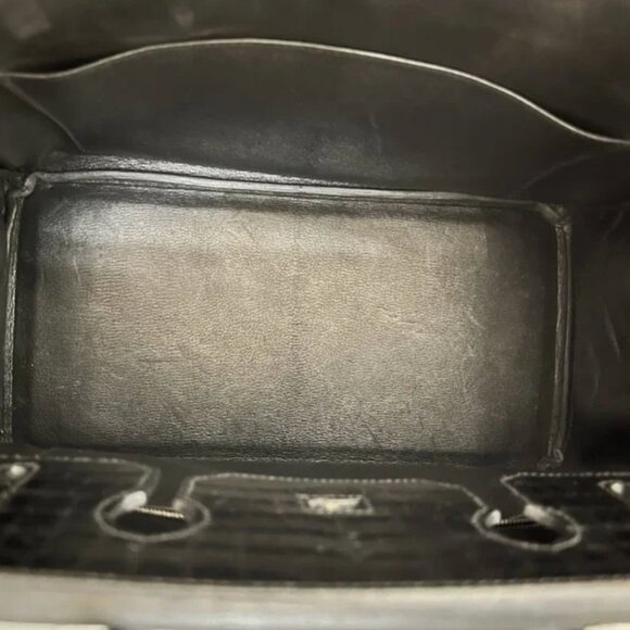 Hermes Shiny Porosus Crocodile Skin Birkin 35 w Palladium HW in Noir or Black - Picture 10 of 13